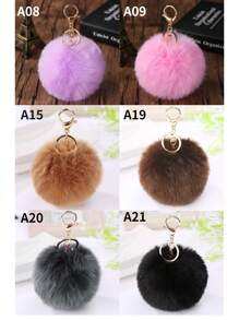 1pc Multicolour 8cm Fluffy Fur Ball Pom Pom Keychains, Soft Faux Fur-Like Ball Car Keyring, Car Keyring Key Holder Women Bag Pendant, Bag Accessories, Back To School Gifts (Please Note That The Keychain Is Fluffy And Can Be Rearranged To Look The Same As In The Picture Upon Receipt)