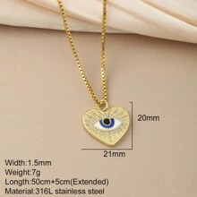 一条心形邪眼与太阳吊坠项链，适合女士，配有乌龟、蜜蜂、大象、熊和心形吊坠，金色，由不锈钢制成，情人节珠宝 - 金黃色 - 查看 20