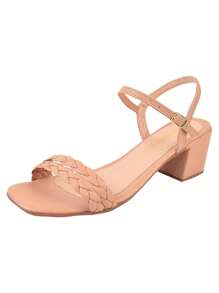 Women's Sandals Low Thick Heel 5cm Braid Casual Fashion - 玫瑰金 - 查看 2