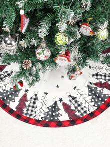 1 pièce Jupe d'arbre de Noël en polyester de 90cm/120cm, décoration de Noël pour la maison, tapis d'arbre de Noël flocon de neige, Noël 2024 Bonne année 2025, Noël