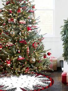 1 pièce Jupe d'arbre de Noël en polyester de 90cm/120cm, décoration de Noël pour la maison, tapis d'arbre de Noël flocon de neige, Noël 2024 Bonne année 2025, Noël