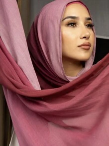 1 Pc Women Multi-Color Gradient Headscarf, Soft Modal Scarf, Versatile Elegant Fashion Wrap, Suitable For Daily Gatherings In Multiple Occasions, Scarves, Jersey Hijabs - Multicolor - View 6