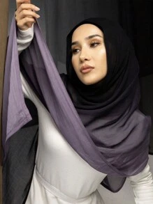 1 Pc Women Multi-Color Gradient Headscarf, Soft Modal Scarf, Versatile Elegant Fashion Wrap, Suitable For Daily Gatherings In Multiple Occasions, Scarves, Jersey Hijabs - Multicolor - View 5