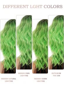 JINSHAWIG 迷人性感波浪绿色角色扮演假发 女士齐肩卷发假发 带刘海深色发尾自然造型合成纤维服装假发 适合女孩派对街头潮流摇滚风格万圣节使用角色扮演耐热假发 20 英寸 - 綠色 - 查看 9