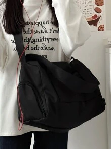 新款时尚经典百搭纯色，大容量多口袋，带耳机，设计轻巧便携，单肩包适合户外旅行和短途旅行。学校包，学校配件，学校用品