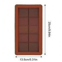 10-Cavity Silicone Chocolate Bar Mold, Non-Stick Reusable Kitchen Chocolate Mold, Large Multi-Purpose Candy Mold - Chocolate Brown - View 2