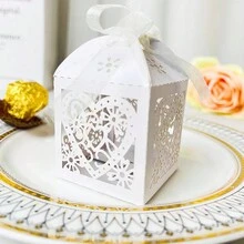 50pz Cajita De Cartón Boda, Dulceros, Favor De Fiesta - Blanco - Ver 3