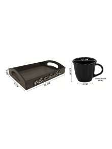 Kit 6 Xícaras Acrílica Com Bandeja Cantinho do Café MDF - Preto - Visão 9