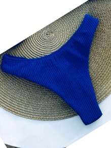 Biquini Meia Taça Retro Aro Calcinha Fio Duplo Semi Fio Ana Ruga Com Bojo Conjunto Moda Praia Verão - Azul Royal - Visão 4