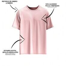 PlaqTree Minimal Cotton Basic Printed T-Shirt For Any Occasion - Màu Hồng baby - Xem 2