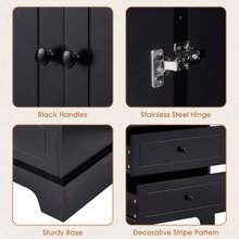 Storage Cabinet With 2 Doors And 4 Drawers For Bathroom, Office, Adjustable Shelf, MDF Board With Painted Finish, Black Mo-Autos