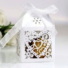 50pz Cajita De Cartón Boda, Dulceros, Favor De Fiesta - Blanco - Ver 5