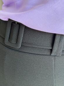 Women's Plus Size Skirt Shorts High Waist Crepe Mesh Elastane With Belt - màu đen - Xem 4