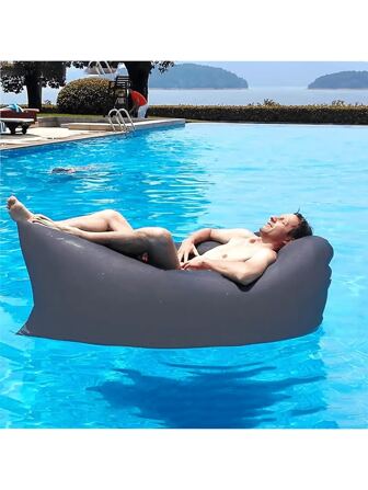 1pc Relax In Comfort: Inflatable Lounger Air Sofa Hammock - Portable, Waterproof & Leakproof - Perfect For Backyard, Beach, Camping & More!