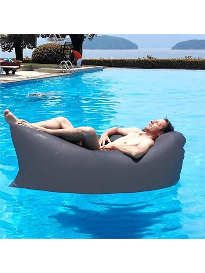 1pc Relax In Comfort: Inflatable Lounger Air Sofa Hammock - Portable, Waterproof & Leakproof - Perfect For Backyard, Beach, Camping & More!