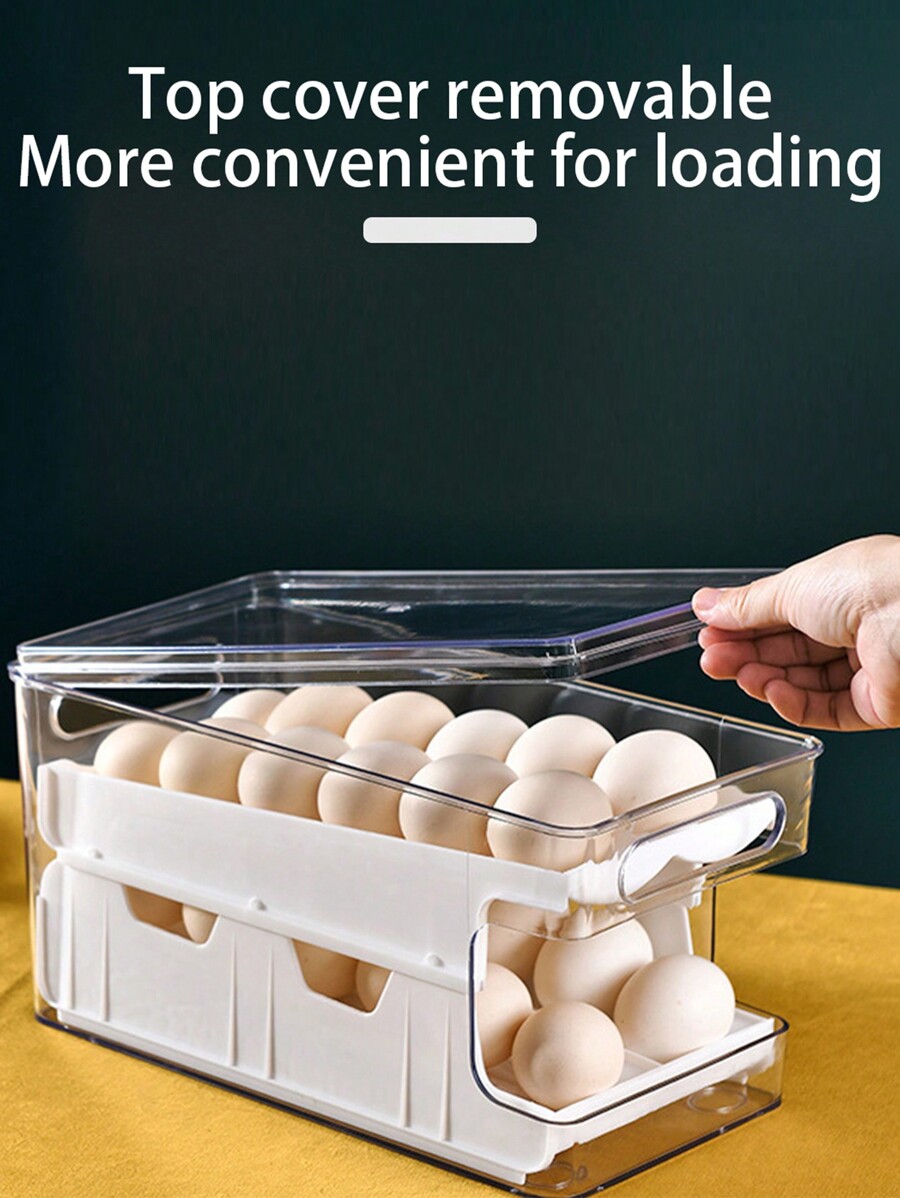 Home Refrigerator Slide Egg Carton Kitchen Large Capacity Double Layer