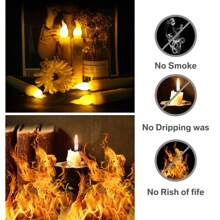 24PCS LED Wax Flickering Flameless Candle Lights Battery Operated Taper Dinner Party Home Halloween Thanksgiving Xmas Christmas Wedding Valentines Day Decorations Candles - 白色 - 查看 3