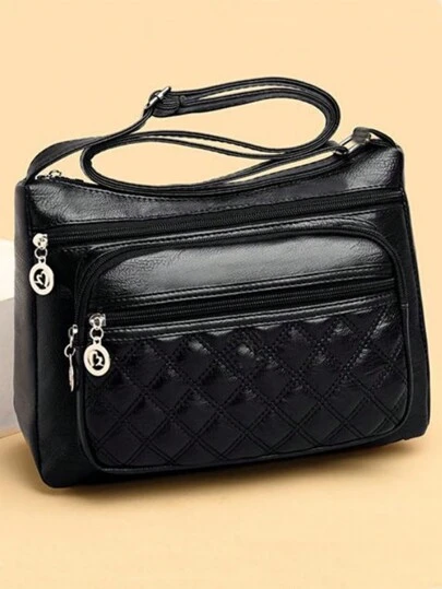 新款多功能中年女性手提包、妈妈包、婆婆包，柔软皮革质感单肩斜挎包