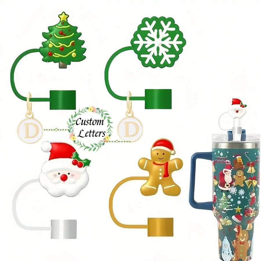 Vỏ ống hút Giáng sinh tùy chỉnh 1 chiếc, Nắp ống hút phù hợp với cốc thủy tinh 30 & 40 Oz, Vỏ bảo vệ đầu ống hút có thể tái sử dụng cho ống hút uống nước có đường kính 10mm/0,4 inch, Đầu ống hút đơn giản để ngăn bụi và sử dụng hàng ngày - nhiều màu - Xem 1