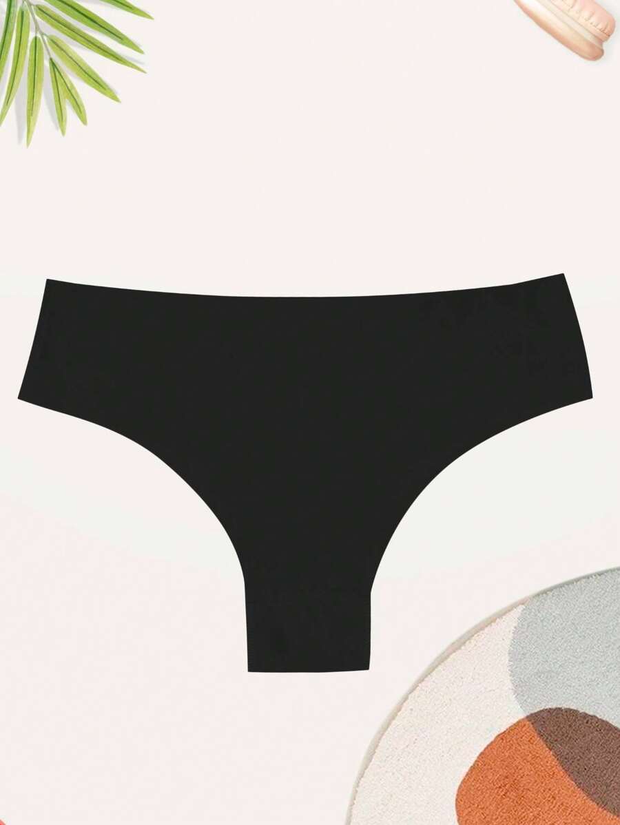 Laser Cut Seamless Thong Panties - màu đen - Xem 1