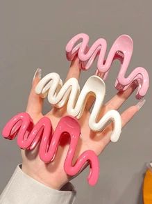 3/2 Stücke Kunststoff-Haarspangen mit Wellenmuster für Frauen, 11cm/4,3 Zoll Größe, Dopamin-Farbpalette, Modeaccessoires für Accessoires - Verschiedenfarbig - Übersicht 9