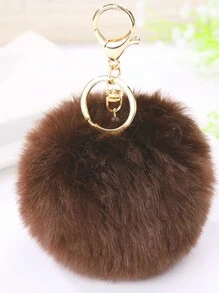 1pc Multicolour 8cm Fluffy Fur Ball Pom Pom Keychains, Soft Faux Fur-Like Ball Car Keyring, Car Keyring Key Holder Women Bag Pendant, Bag Accessories, Back To School Gifts (Please Note That The Keychain Is Fluffy And Can Be Rearranged To Look The Same As In The Picture Upon Receipt)