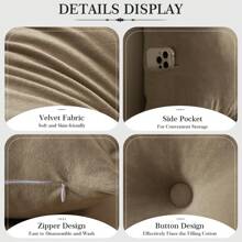 1pc Triangular Headboard Pillows Twin/Queen/King Size Head Roll Pillow Bed Wedge Pillow Large Bolster Bed Rest Reading Pillows Backrest Positioning Support Pillows With Side Pockets Bolster Cushion - Nâu nhạt - Xem 5