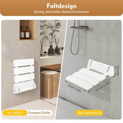Shower Seat Folding Wall Mounted Bathroom Mobility Aid Chair Strong Fold Up Down Bathroom Decor Summer Back To School
