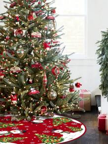 1Pc Christmas Tree Skirt, Christmas Tree Snowman Snowflake Pattern Christmas Tree Mat, Christmas Decoration, Party Supplies Xmas Decor, Christmas Tree Decoration, Home Decor, Christmas Decor, Christmas Gift