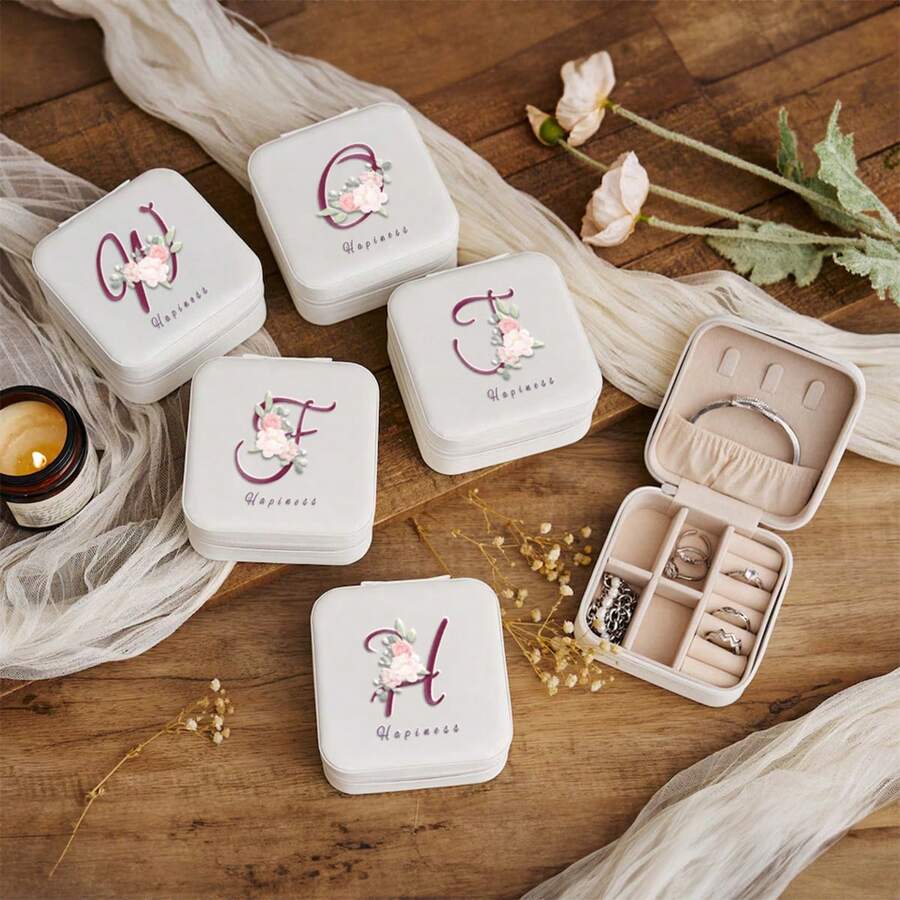 Hộp đựng trang sức du lịch có chữ cái đầu được cá nhân hóa, Hộp đựng trang sức nhỏ làm quà tặng phù dâu, Quà tặng Ngày của Mẹ/Sinh nhật cho Mẹ/Bạn bè/Chị gái - Nhiều màu - Xem 1