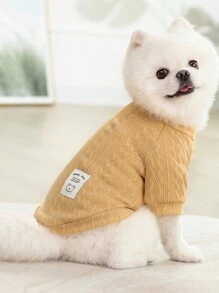 适合小型犬、泰迪熊、贵宾犬、幼犬的狗毛衣衣服秋冬宠物服装 - 黃色 - 查看 18