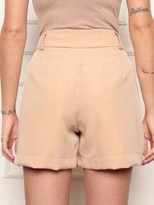 Women's Shorts Short Design Wide Legs High Waist Hidden Zipper Button Closure - Tailored Fabric Side Pockets - Màu be - Xem 5