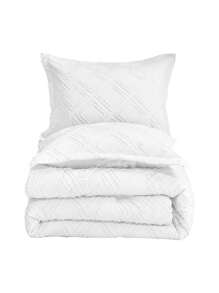 Duvet Cover Set For King Size Comforter, Duvet Cover With Button Closure, Includes 2 Pillowcases, Ultra Soft Microfiber, Rhombus Pattern - White - View 7
