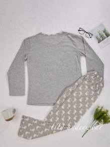 PIJAMA DE DELFINES 100% DE ALGODON - Gris - Ver 2