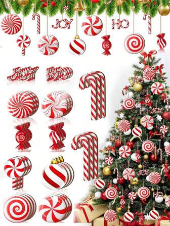 12/24/36pcs Christmas Decorations - (2D Flat, Non-3D) Wooden Candy Cane, Lollipop, Suitable For Christmas Tree, Holiday Home, Party, Cafe, Supermarket Decor, Home Decor, Christmas Atmosphere Decor Props, Christmas Decorations, Wedding Birthday Party Holiday Decor, Christmas Decor, Room Decor, Home Decor, Winter Christmas Decor, Christmas Gifts, Christmas Decorations