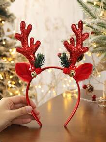 1 件圣诞鹿角头带 - 可爱鹿耳朵发箍装饰圣诞节礼物，圣诞节 - 彩色 - 查看 2