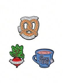 3 piezas Alfileres de esmalte con citas "Eso es té, vive cada día como el Día del Pretzel", broches, insignia para bolsa y solapa, regalo para amigos - Multicolor - Ver 10