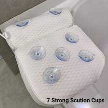 Luxury Bath Pillow Bathtub Pillow,Bath Pillows For Tub Neck And Back Support With Soft 4D Mesh Fabric And 7 Non-Slip Suction Cups, Relaxing Bath Accessories Spa Gifts - 白色 - 查看 5