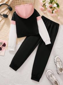 Tween Girl 2 件秋冬休闲可爱运动衫和裤子套装 - 彩色 - 查看 2