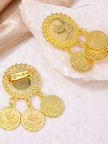 1 Pair Style Butterfly & Coin Metal Alloy Brooch, Women Scarf Clip, Suitable For Wedding, Party, Daily Wear (Pendant Randomly Sent Front And Reverse Side)