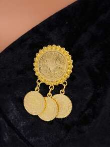 1 Pair Style Butterfly & Coin Metal Alloy Brooch, Women Scarf Clip, Suitable For Wedding, Party, Daily Wear (Pendant Randomly Sent Front And Reverse Side)