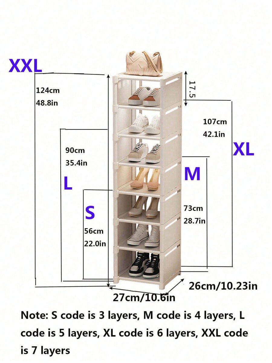 8 Tiers Narrow Shoe Rack Vertical Shelf Stable Organizer Space Saving
