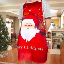 Christmas Apron With Cartoon Print, Adjustable Strap Home Kitchen Cooking Party Supplies - Multicolor - View 3