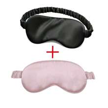 1 pieza/2 piezas Máscara de seda para dormir, de doble capa rellena de seda con banda elástica, apta para dormir de noche, viajar y siestas, máscara de ojos suave - Negro/Rosa