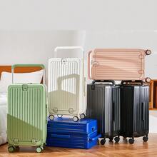 多用途可扩展拉杆行李箱，带前开盖，随身携带尺寸行李箱，带平滑旋转轮，密码锁，耐冲击，内置 USB 充电端口（不含移动电源），侧钩 + 后瓶架，适用于商务旅行/家庭旅行/短途和长途旅行旅行箱行李箱旅行箱旅行行李袋和行李箱 - 綠色 - 查看 2