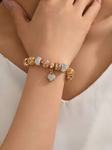 Heart Charm Bracelet - Yellow Gold - View 4