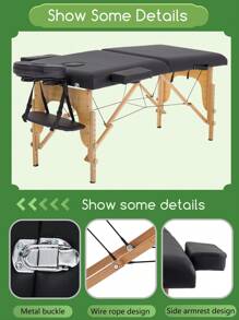 Massage Table Portable Portable Massage Bed 2 Section Foldable Tattoo Bed W/Carrying Case,Solon&Facial Care Spa Lash Bed - Black - View 2