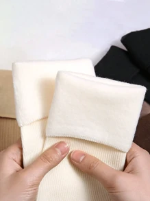 3/5 par damskich skarpet śnieżnych w kolorze ziemi, jesienne i zimowe pionowe skarpetki do połowy łydki, puszyste skarpetki i ciepłe skarpetki podłogowe z wełnianym pogrubieniem, odpowiednie do codziennego noszenia i na różne okazje, losowy kolor