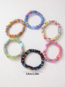 10 piezas Lazos elásticos para el cabello con estampado de lunares de colores caramelo, Scrunchies suaves y esponjosos, Accesorios para el cabello duraderos para niñas, Adecuados para uso diario en otoño/invierno - Multicolor - Ver 6