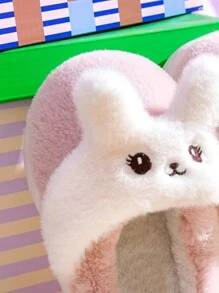 1 par de pantuflas para niños, lindas pantuflas de invierno de felpa para niñas para el hogar, zapatos de casa de princesa para niños pequeños